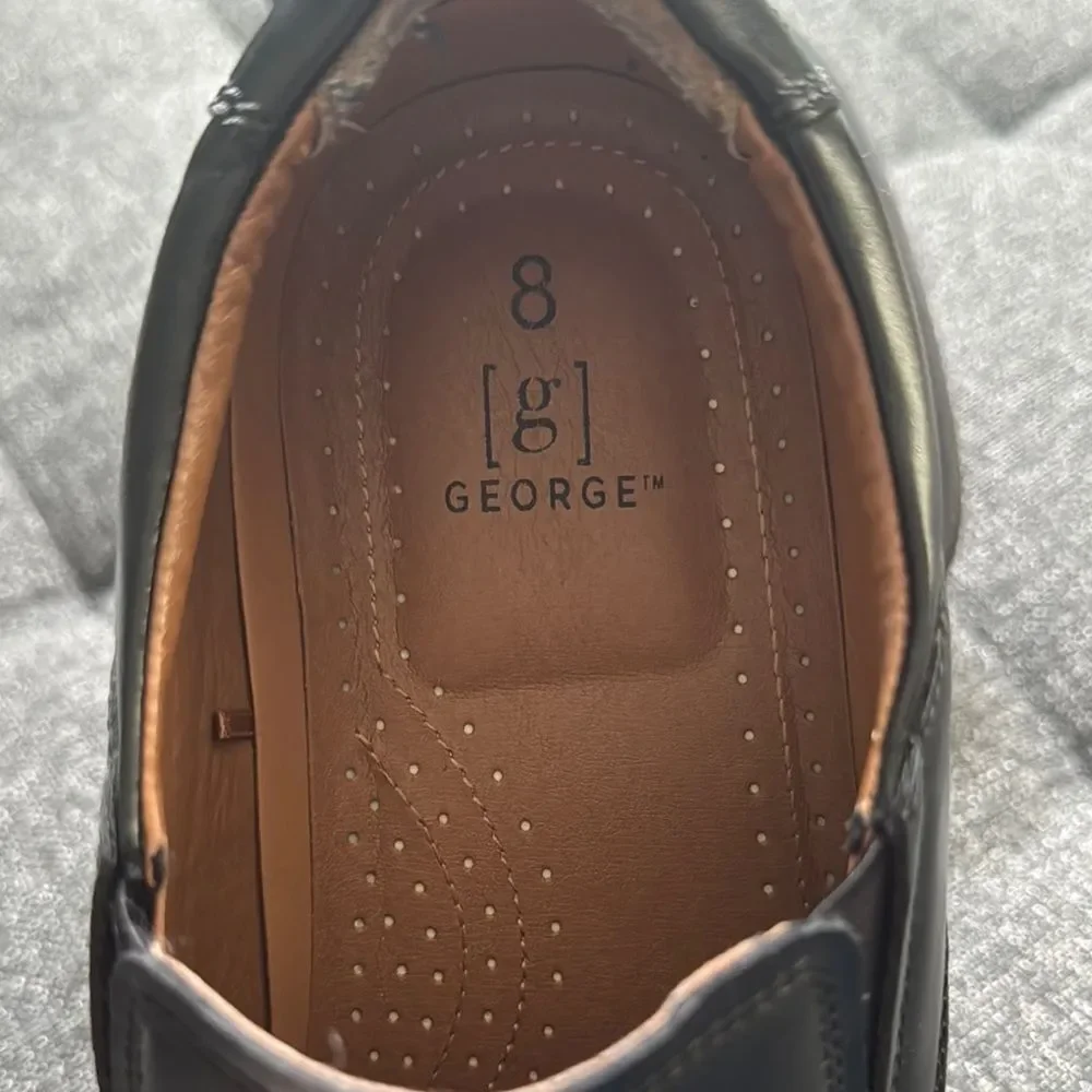 George Men's Size 8 Black Loafers Slip-On Formal